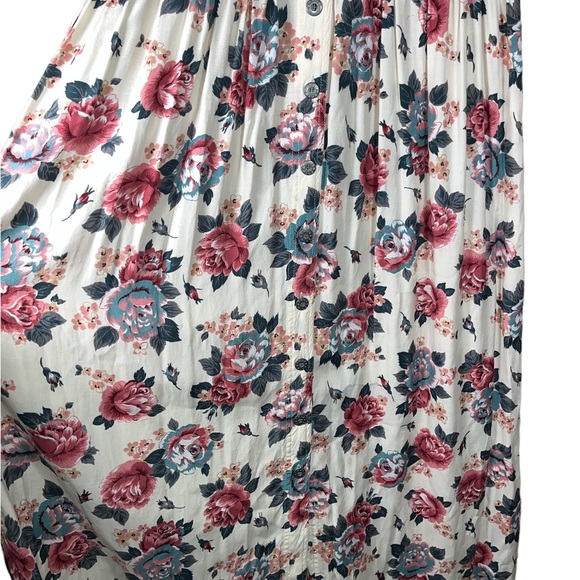 90’s vintage Cottagecore grannycore floral denim maxi dress button small - Picture 3 of 4